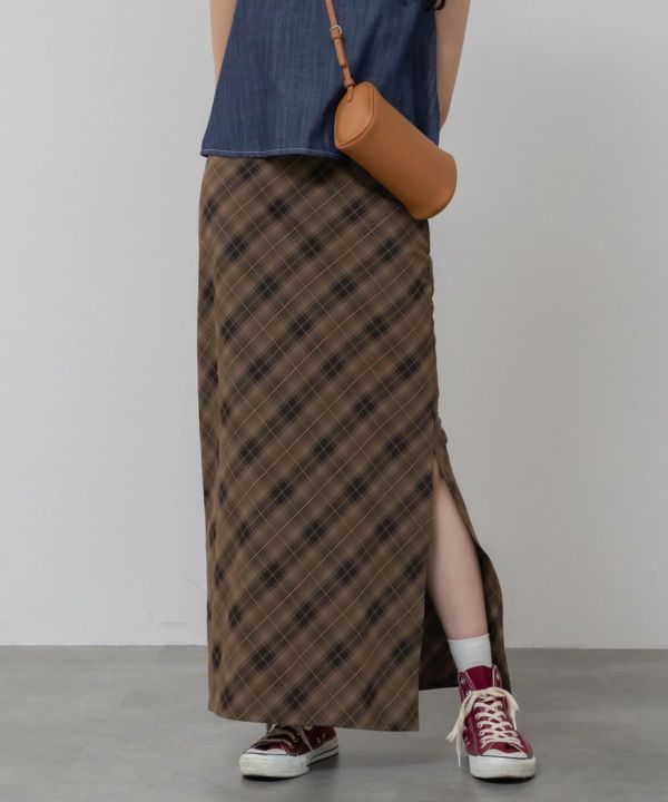 Bias Check Narrow Skirt