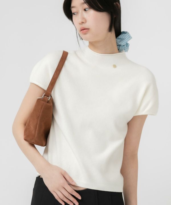 Petite High Neck Compact Knit Top