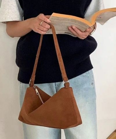 One Handle Suede Shoulder Bag