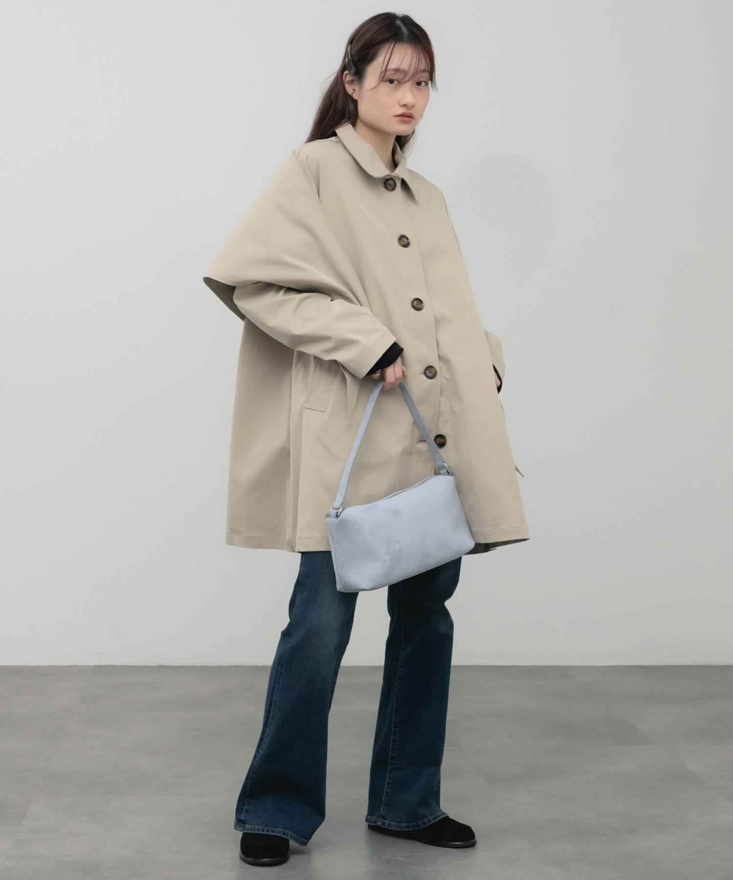 One Handle Suede Shoulder Bag | HEILIS