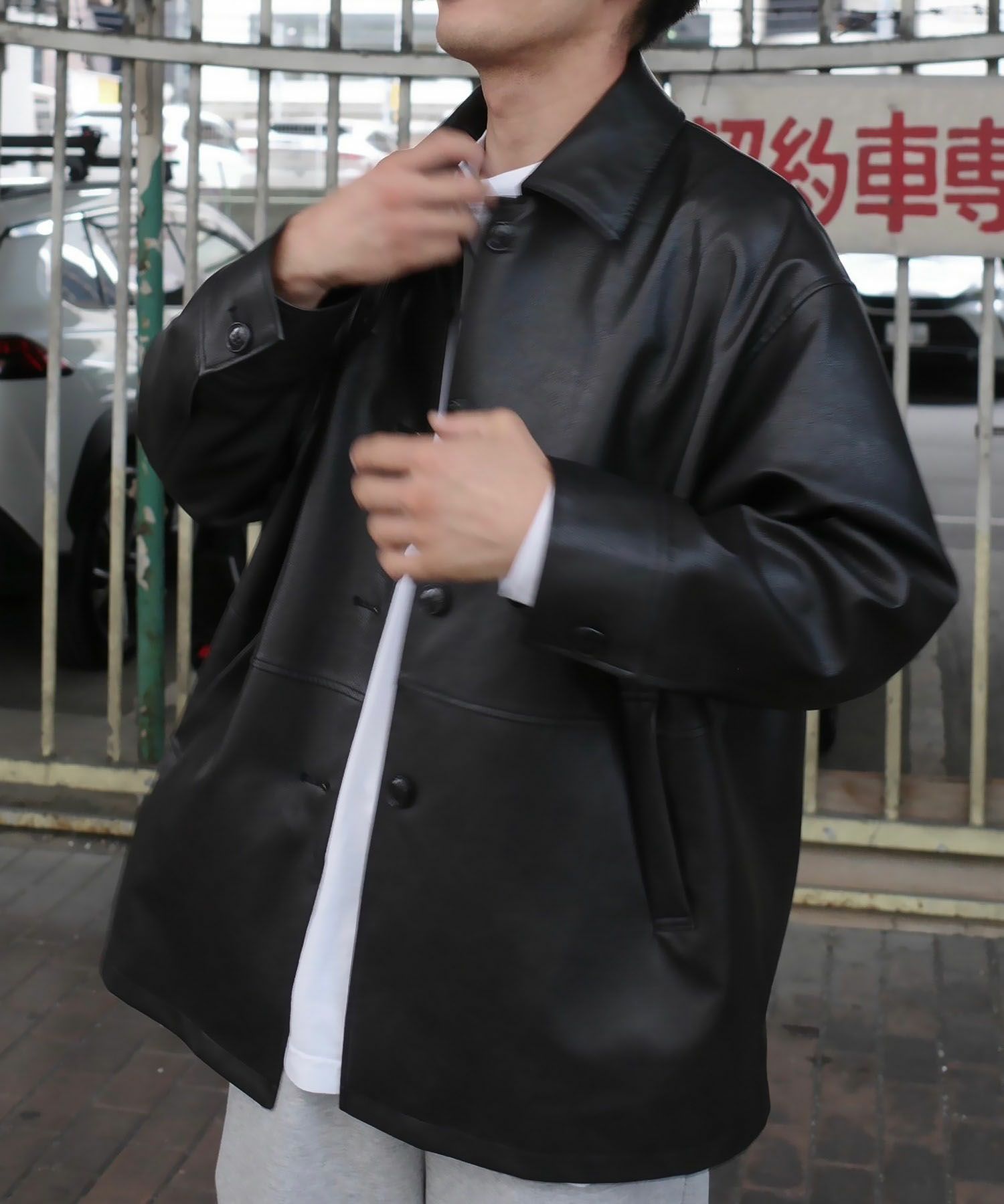 Hideka Original】3Way Vintage Fake Leather Jacket | HEILIS