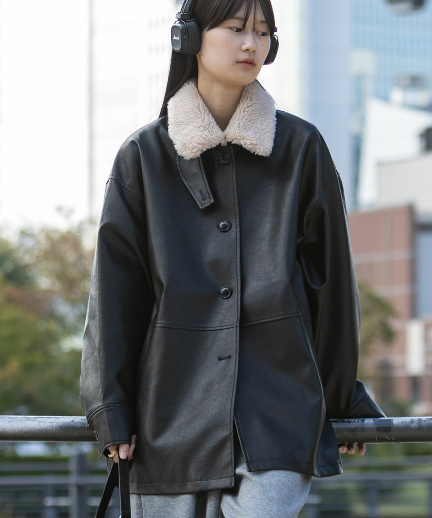 Hideka Original】3Way Vintage Fake Leather Jacket | HEILIS