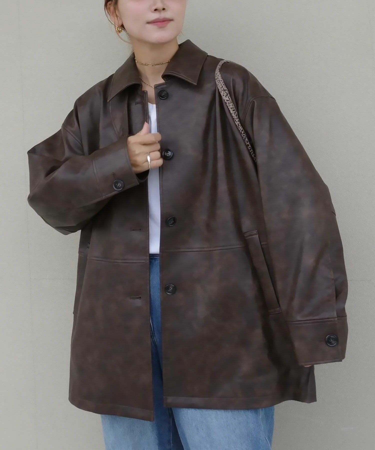 Hideka Original】3Way Vintage Fake Leather Jacket | HEILIS