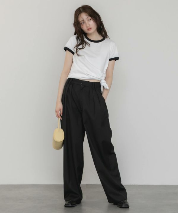 Original】3 Tuck Twill Wide Slacks Pants | HEILIS