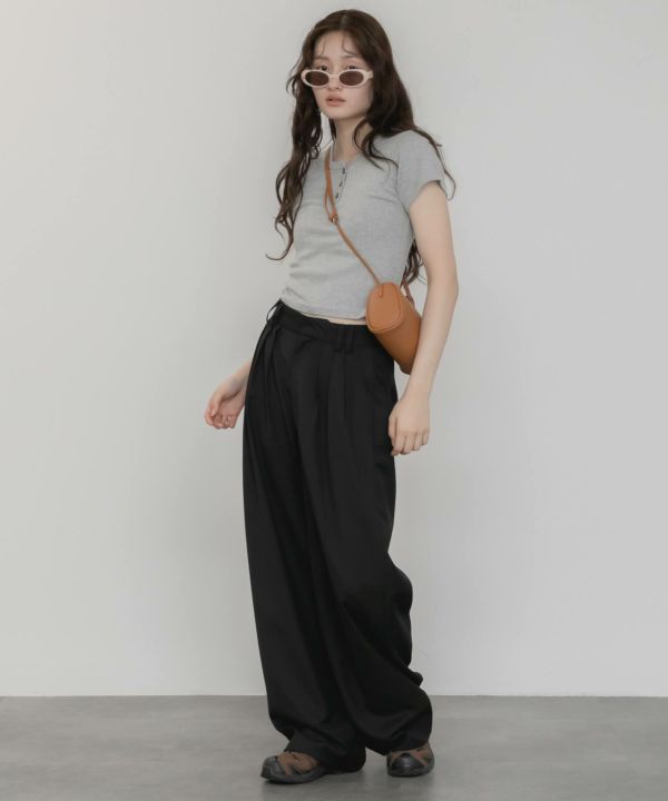 Original】3 Tuck Twill Wide Slacks Pants | HEILIS