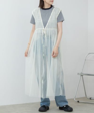 HEILS 2way Lace Blouse アイボリー half-sleeve-embroidery-lace-