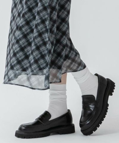 Track Sole Plain Loafers