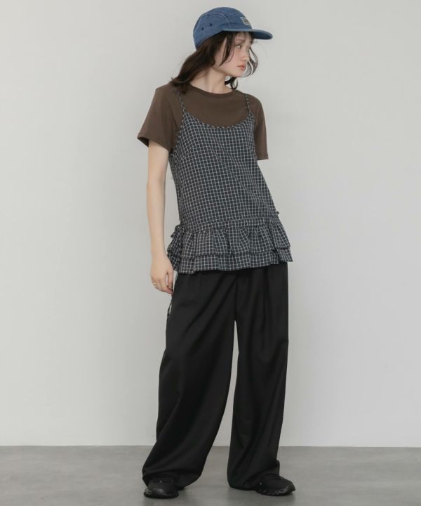 ミストレアス　Plaid Gathering Peplum Camisole Plaid Gathering Peplum Camisole - MISTREASS