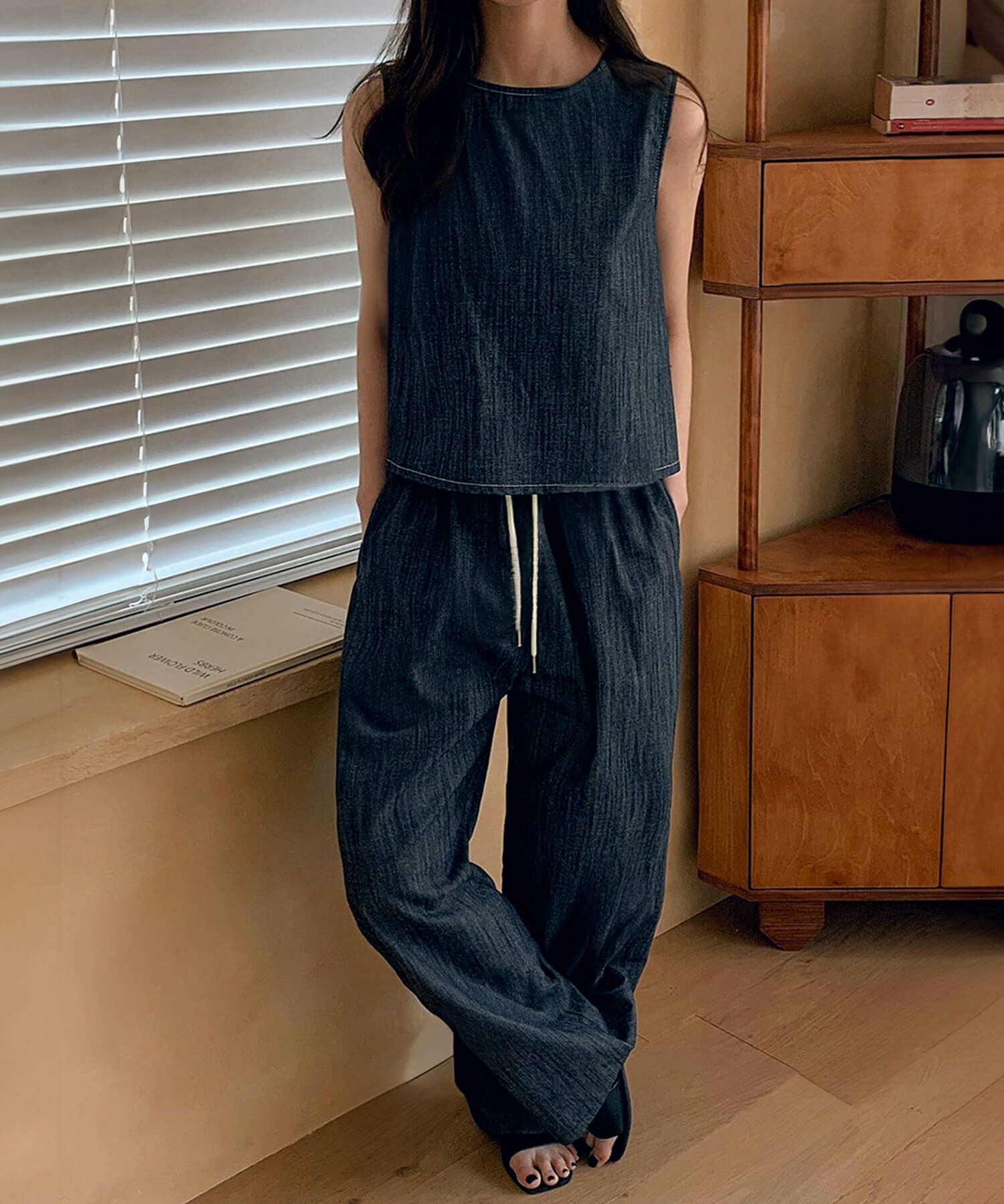 &&model：161cm　blue&&