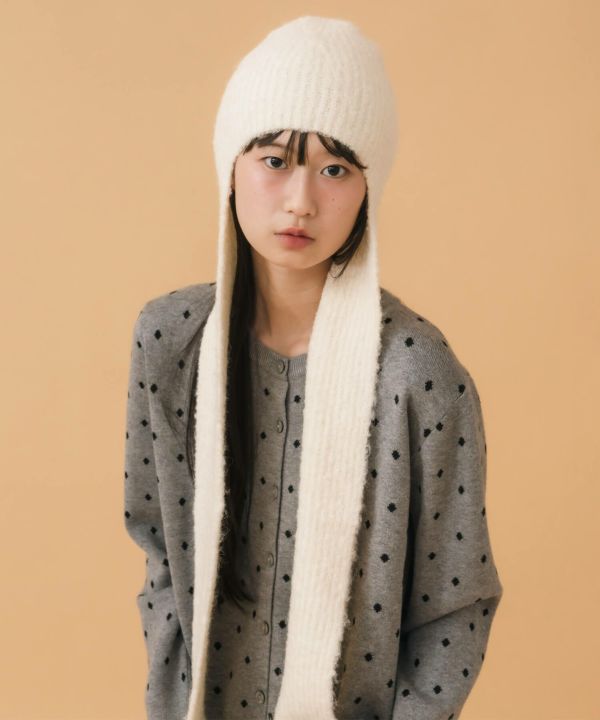 Boucle Knit Hat With Flap | HEILIS